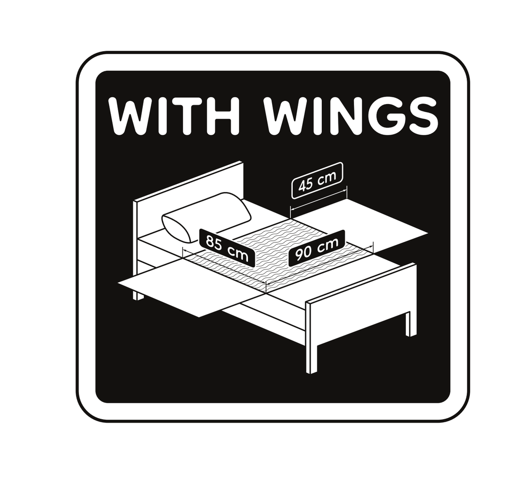 SANAswiss Textile Bettschutzauflage, Bed Mat, 85 x 90 cm + 2x45cm, waschbar mit Stecktuch/flaps