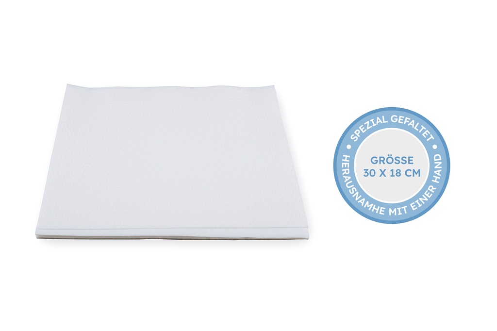 ROMULSIN Hygiene Waschtuch/Intimtuch, 100% Zellstoff, ultra weich,  30x18 cm Spenderbox 100 Stk.