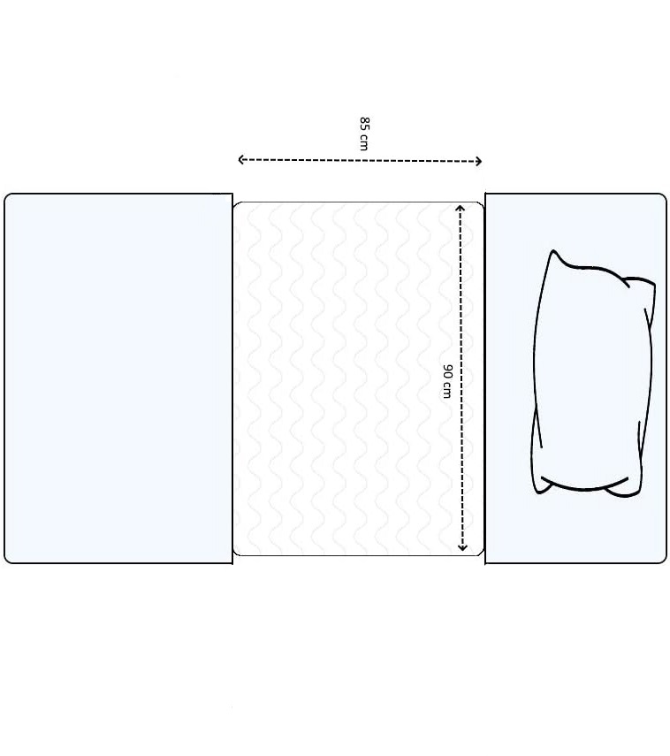 Textile Bettschutzauflage, Bed Mat, 85 x 90 cm, waschbar ohne Stecktuch/flaps