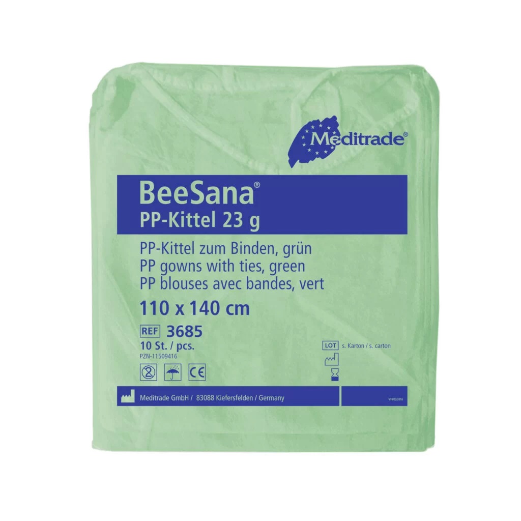 BeeSana PP Kittel 23 g, mit ealstischen Gummibändern,  grün, 110 x 140 cm, 10 Stk.
