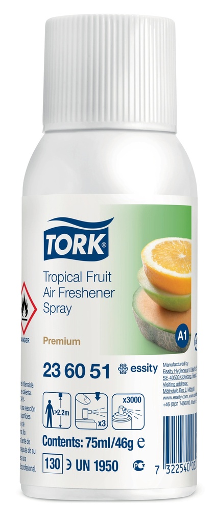 Tork, Désodorisant en spray, 75 ml, A1, Parfum fruité, 236051, 1x12 pcs.