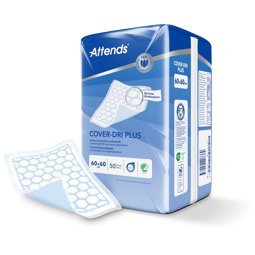 Attends Cover Dri Plus 60 x 60 cm, 50 pcs.