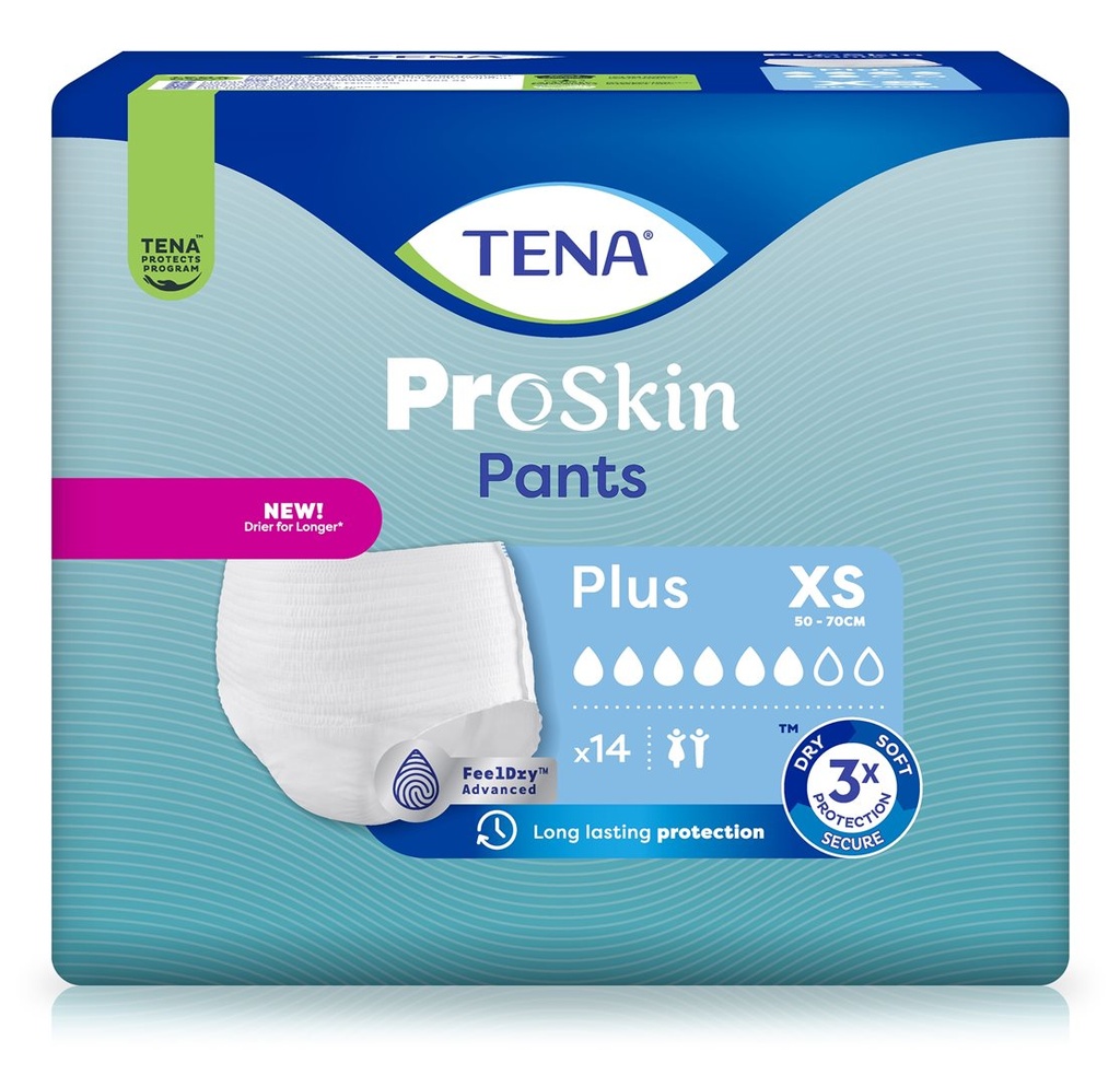 TENA Pants Plus, Proskin, 50-70 cm, XS, 14 pz.