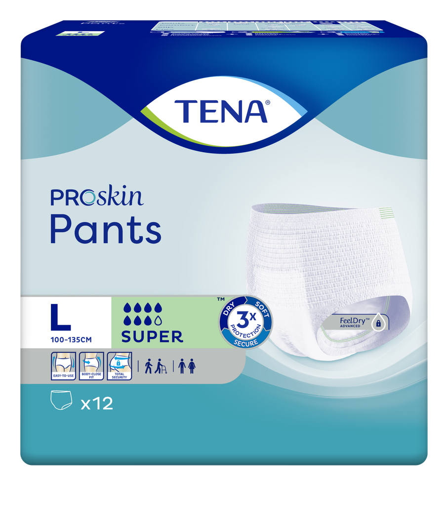 TENA Pants Super Proskin,  100-135 cm,  L, 12 Stk.