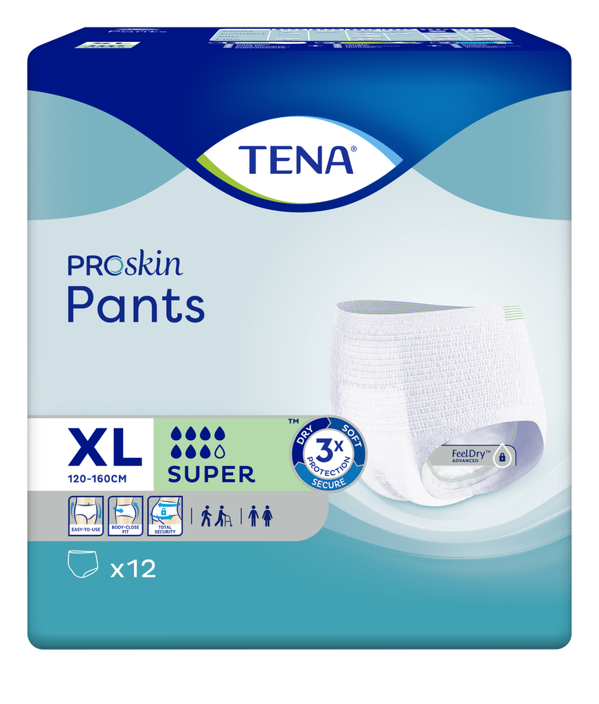 TENA Pants Super Proskin, 120-160 cm, XL, 12 pz.