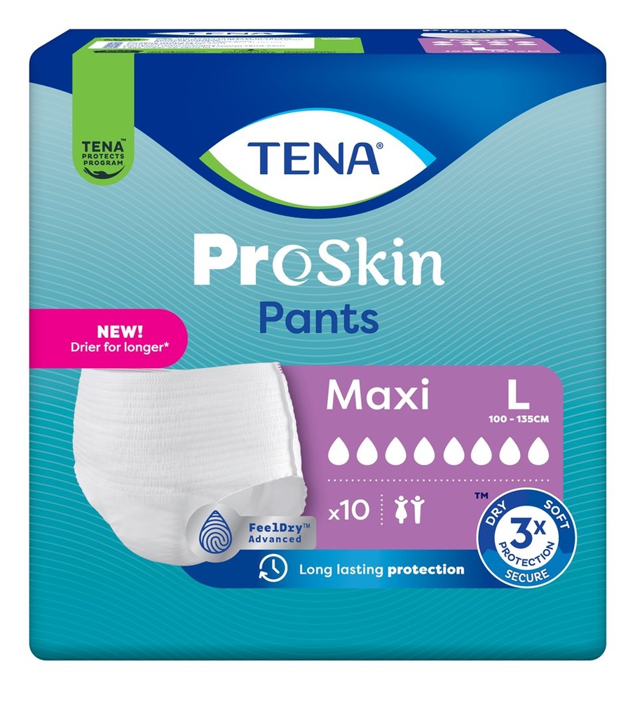 TENA Pants Maxi Proskin, 100-135 cm, L, 10 pz.
