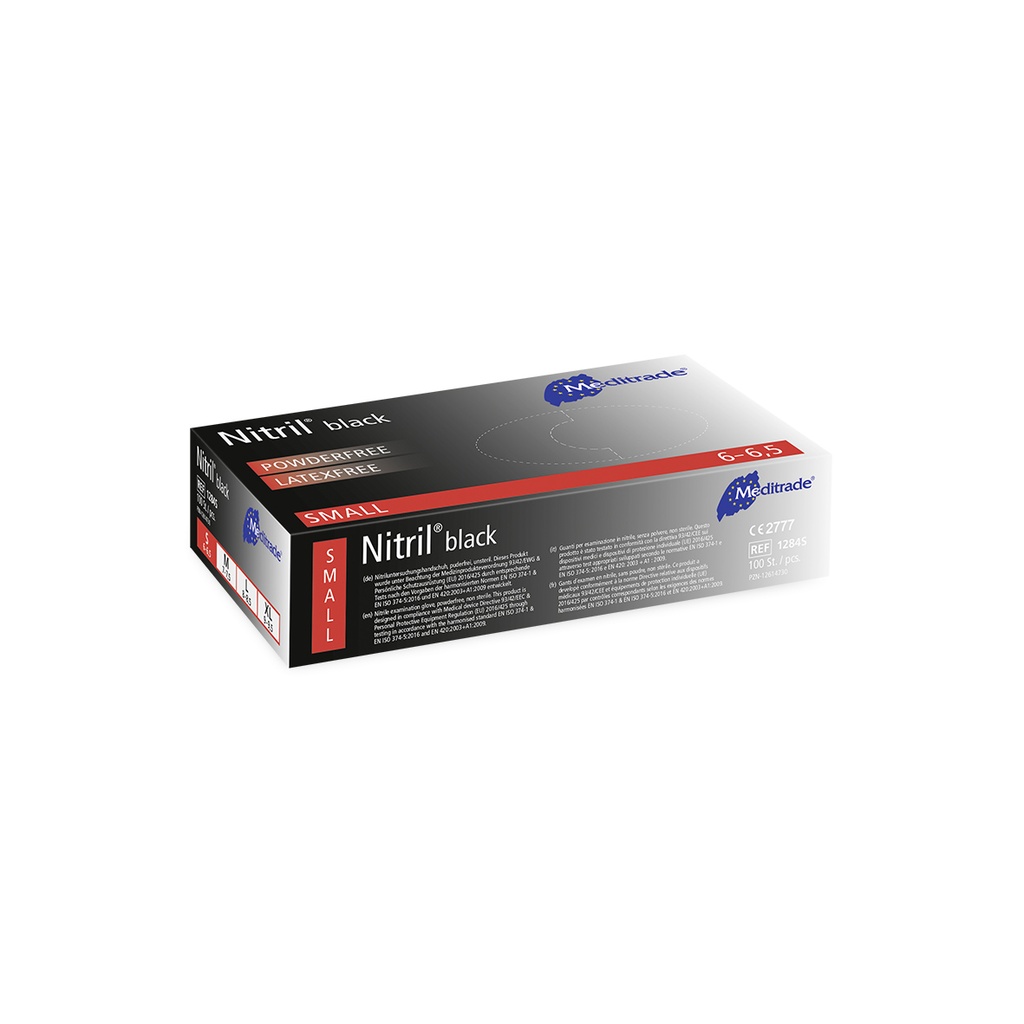 Nitril® Black, examination glove nitrile, powder-free, black Small (6-6.5), 100 pcs.