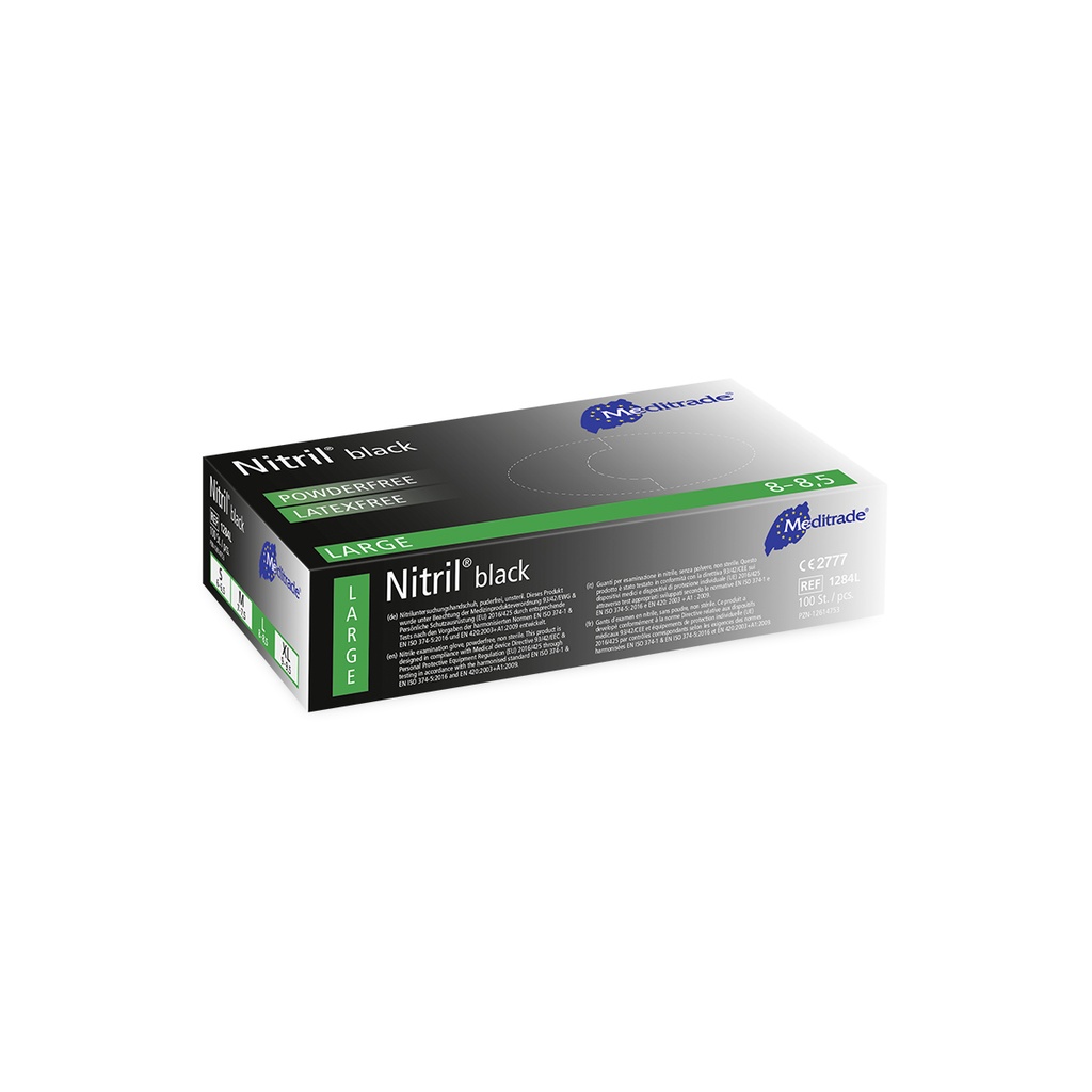 Nitril® Black, examination glove nitrile, powder-free, black Large (8-8.5), 100 pcs.
