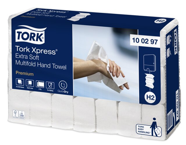 Tork Xpress® Multifold Asciugamani, extra morbido, Premium, 100297, 34x21cm, 21x100 pz.=2'100 pz.