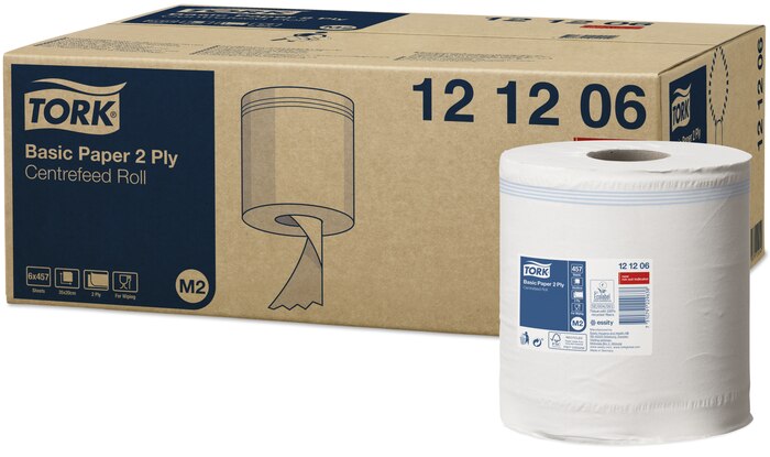 Tork, Standard Paper Towels, Midi, 2-ply, 121206, Inside-out dispensing, 160 m