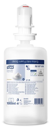 Tork, sapone schiumogeno extra delicato, 520701, Premium, 1 litro per flacone, S4, 1l