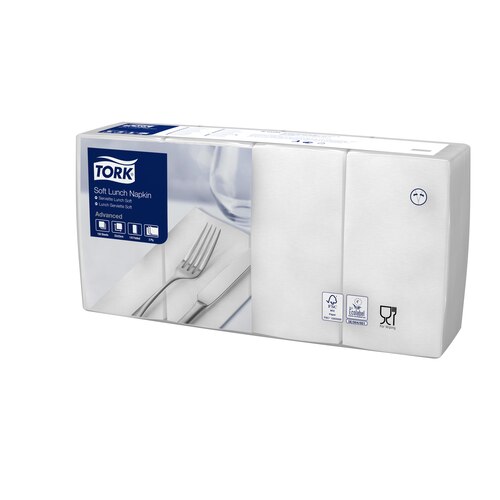 Tork, 1/8-Falz, 33x33 cm, 3 lg, Servietten, 477416, weiss, 150 Stk.