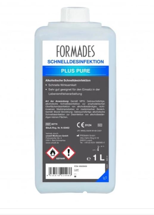 Formades Plus Pure, désinfection des surfaces, Sensitive, sans tête de pulvérisation (6x1L), COV inclus