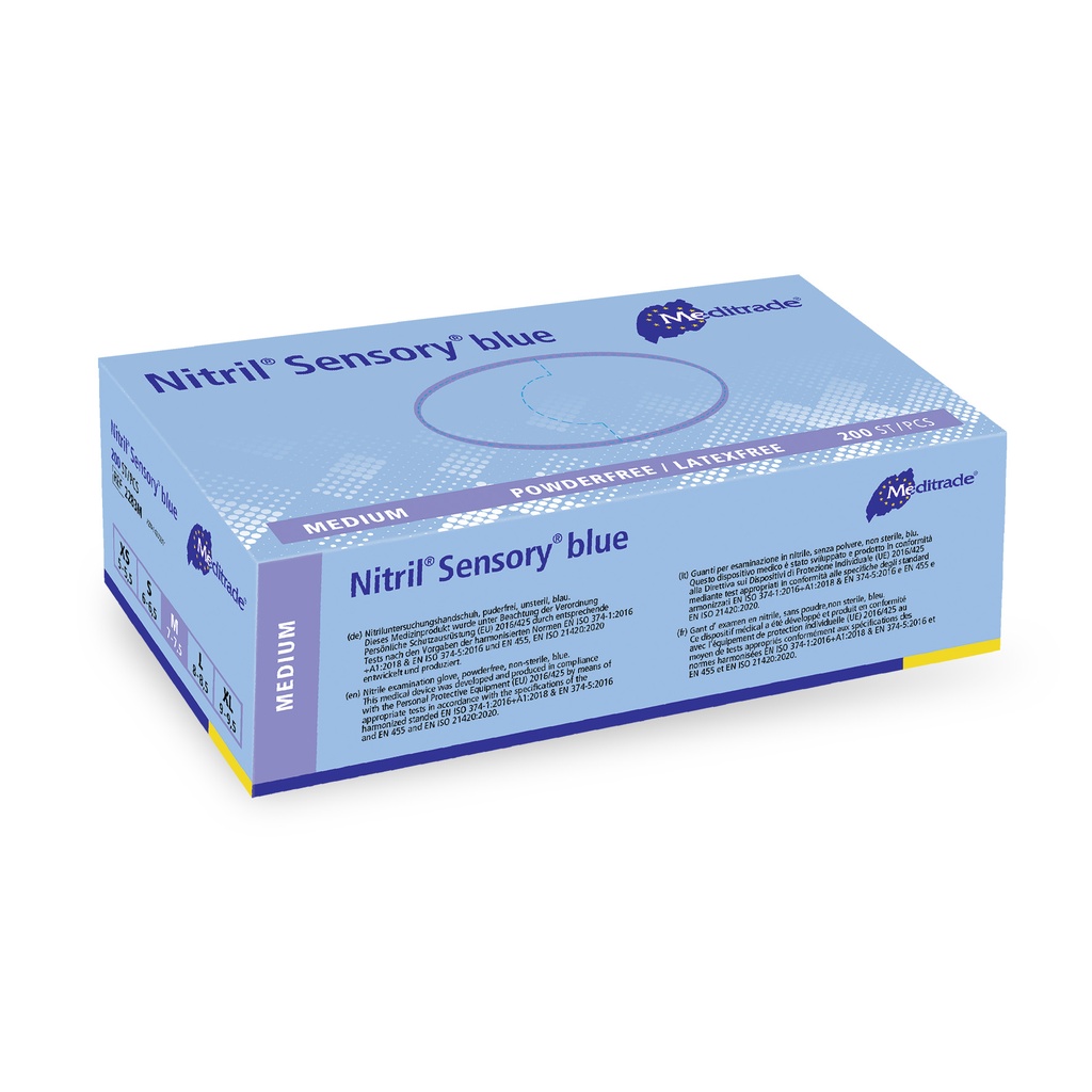 Nitril® Sensory blue, gant d'examen en nitrile, BLEU, non poudré, médium, 200 pcs.