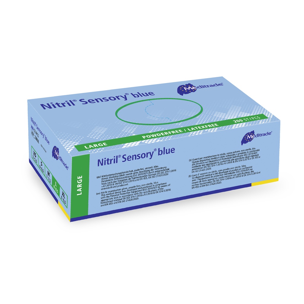 Nitril® Sensory blue, examination glove made of nitrile, BLUE, powder-free, Large, 200 pcs.