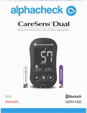 alphacheck CareSens Dual eco misuratore di glicemia, mmol/L, "modello gratuito per le istituzioni".