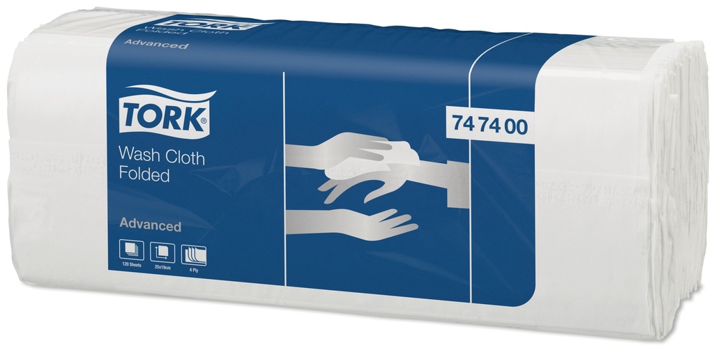 Tork Wash Cloth Advanced, 19cm x 25cm, white,747400, pack of 120 pcs.