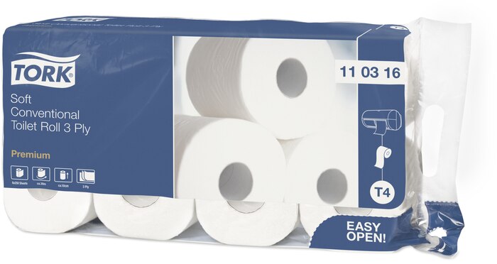 Tork Soft small roll Toilet Paper Premium, 3-ply, 110316, 8 rolls