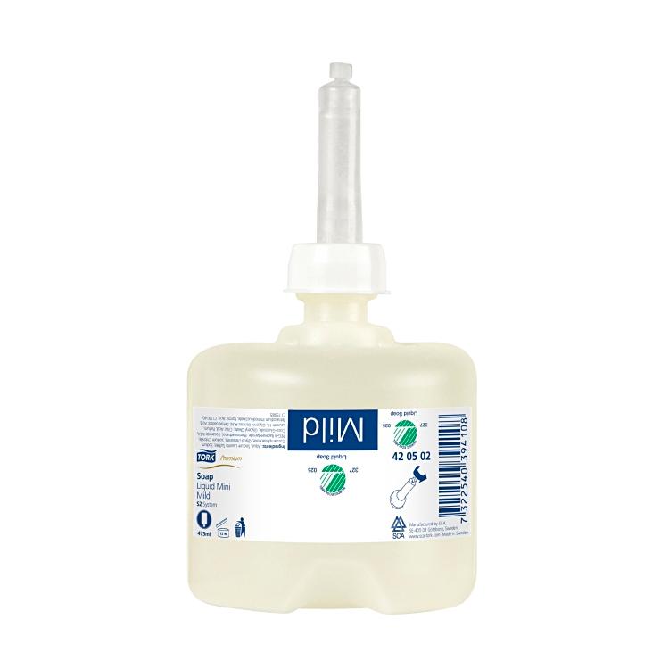 Tork, mini-savon liquide doux, 420502, Premium, 475 ml par bouteille, S2, 457 ml