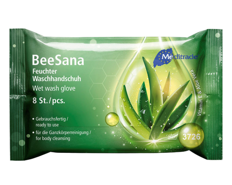 Beesana wet wash glove, Ganzkörper Waschhandschuh, 8 Stk.