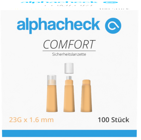 Lancettes de sécurité Comfort alphacheck à usage unique, aiguille à rétraction automatique, 23G, 1,6 mm, stériles, 100 pièces