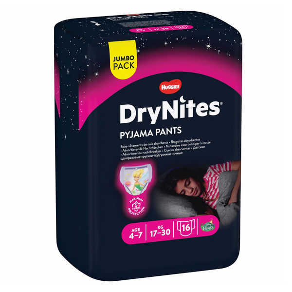 Huggies DryNites Nachtwindeln Girl 4-7 Jahre Jumbo 16 Stk. 