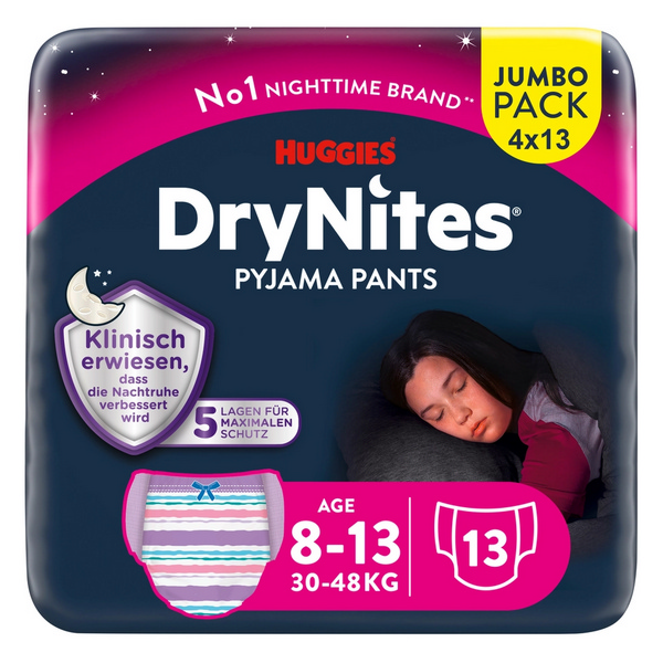 Huggies Drynites Culotte de nuit Fille, 8-13 ans, 2154032, 13 pcs.