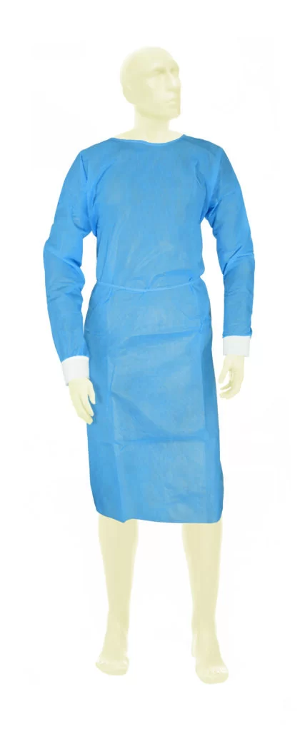 BeeSana SMS gown 40 g, 3-ply, extra-strong protection, water-repellent, tricot cuffs, blue, 115 x 150 cm, 10 pcs.