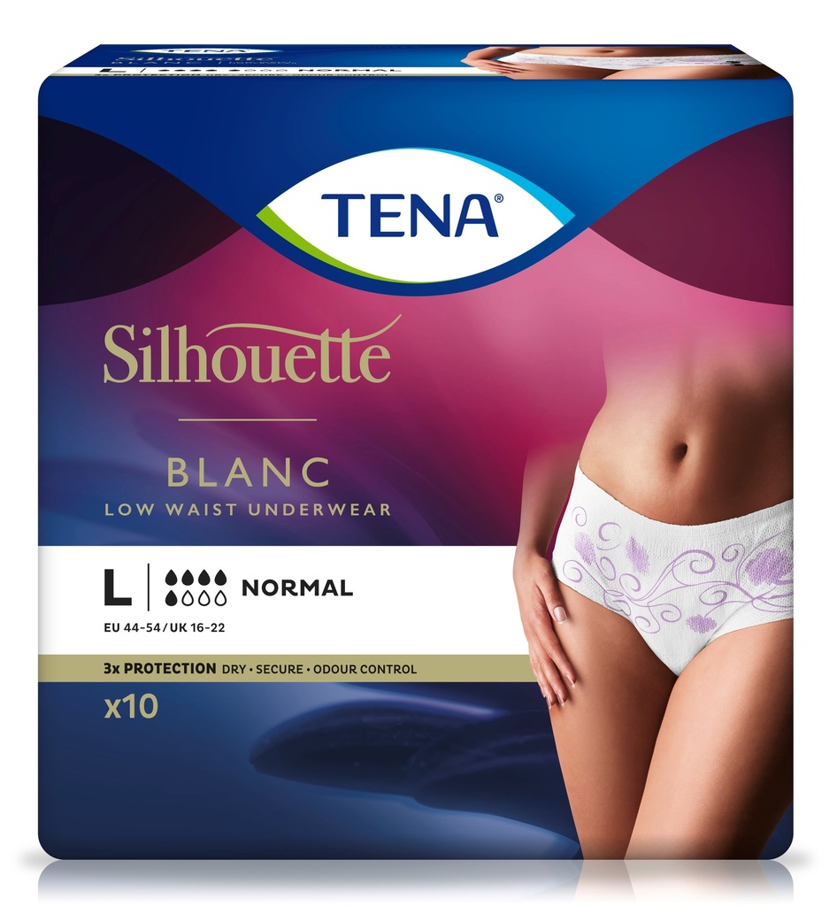TENA Silhouette Plus Blanc L, 95-125 cm, 10 pièces