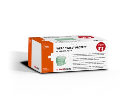 [400000N] Maschera WERO SWISS© Protect Type IIR SMALL SIZE, verde, 50 pz.