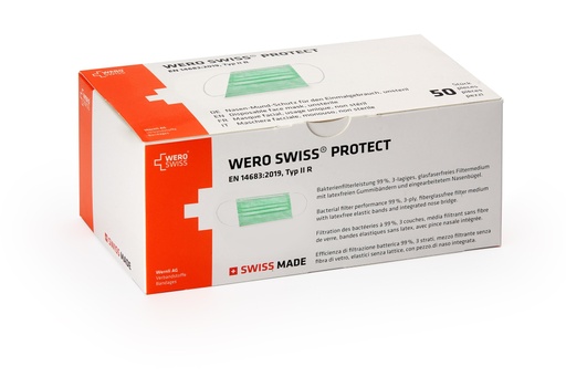 [400001N] WERO SWISS© Protect Type IIR Mask Original, Green, 50 pcs.