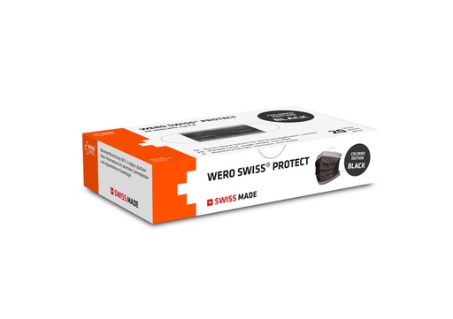 [400005N] Masque WERO SWISS© Protect type IIR, noir, 20 pcs.