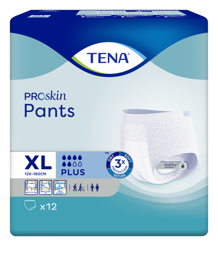 [432022N] TENA Pants Plus XL, Proskin, 120 - 160 cm, 12 pz.