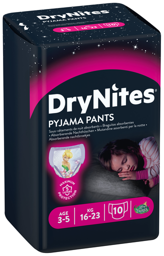 [433001N] Huggies Drynites mutandine da notte bambina, 3-5 anni, 5612357, 10 pz.