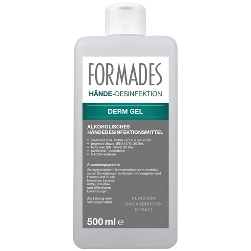 [460009N] Formades Derm Gel, disinfettante per le mani con agente rinfrescante, 500 ml