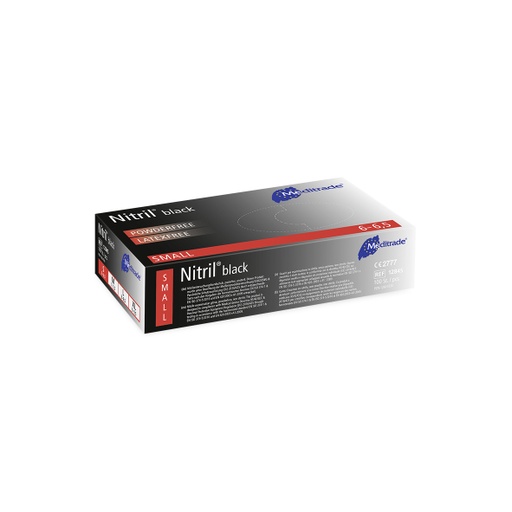 [470008N] Nitril® Black, Gant d'examen en nitrile, non poudré, Noir Small (6-6,5), 100 pcs.