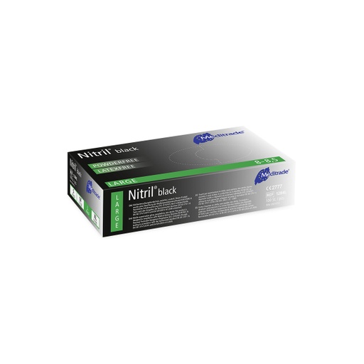 [470010N] Nitril® Black, guanto da esplorazione in nitrile, senza polvere, nero Large (8-8,5), 100 pz.