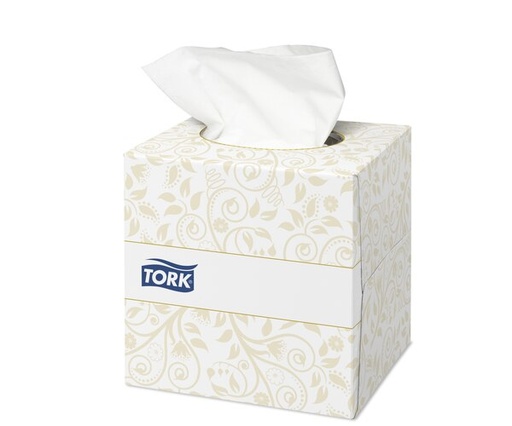 [700001N] Tork fazzoletti cosmetici extra morbidi in cubo dispenser, 140278, 2lg, 100 pezzi per scatola, bianco