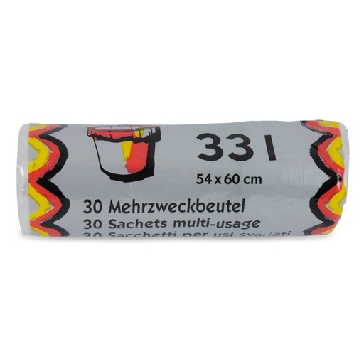 [720006N] Sacchetto multiuso 33 lt, trasparente, 7 my, con nastro sigillante mint, scatola da 30 rotoli