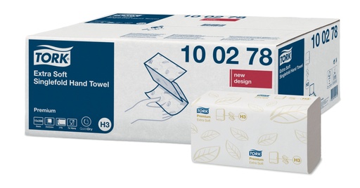 [700205N] Tork extra weiches Zickzack Handtücher, V-Falz, 100278, H3, Premium, Weiß, 2lg., 23x22.6cm, 15x200 Stk.