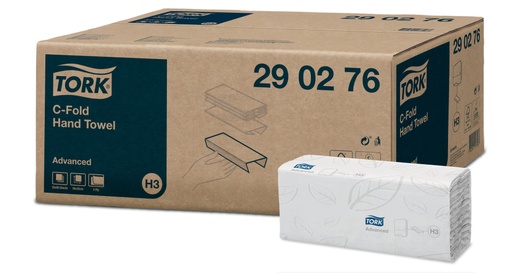 [700206N] Tork Lagenfalz Handtuch, C-Falz, Advanced, Weiß, 2lg., 290276,H3, 25x49.6 cm, 20x80 Stk.