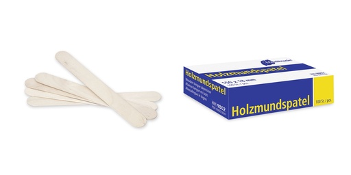 [440018N] Holzmundspachtel (nicht steril), 150x18 mm, splitterfrei, Box à 100 Stk.