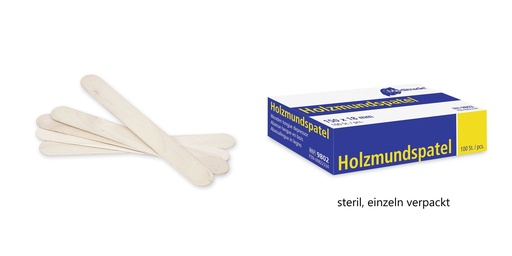 [440019N] Holzmundspachtel steril, einzeln verpackt, 150x18 mm, splitterfrei, Box à 100 Stk.