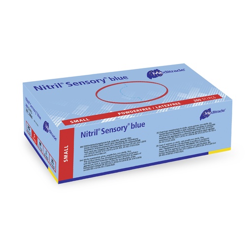 [470100N] Nitrile Sensory blu, guanto da esplorazione in nitrile, BLU, senza polvere, piccolo, 200 pezzi.