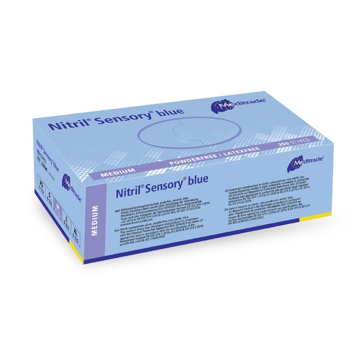 [470101N] Nitril® Sensory blue, guanto da esplorazione in nitrile, BLU, senza polvere, medio, 200 pz.