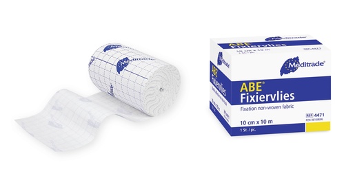 [400400N] Fixation fleece ABE©, 5cm x 10m, self-adhesive, made of white non-woven fabric, box 1 piece