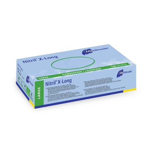 [470110N] Nitril® X-Long, Blau, Untersuchungshandschuh, puderfrei, Large (8-8.5), 100 Stk.
