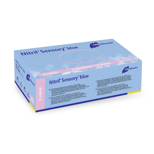 [470103N] Nitril® Sensory blue, guanto da esplorazione in nitrile, BLU, senza polvere, XL, 180 pezzi.