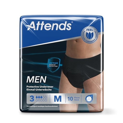 [430015-1N] Attends for Men 3, Protective Pants, M schwarz, 10 Stk