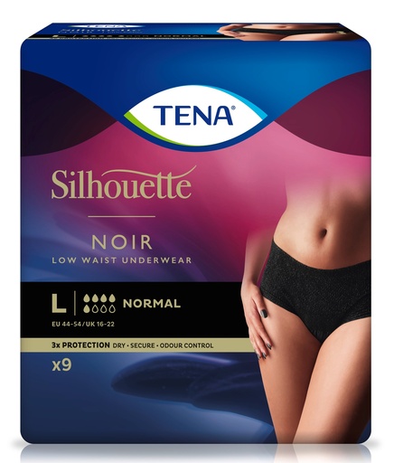 [432173N] TENA Silhouette Normal Noir L, 9 Stk.